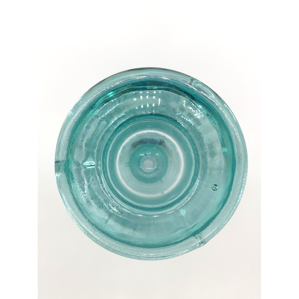 Aqua Blue Ribbed Glass Taper Candlestick Holder Vintage Style 9.75 Inch Coastal - Picture 8 of 10